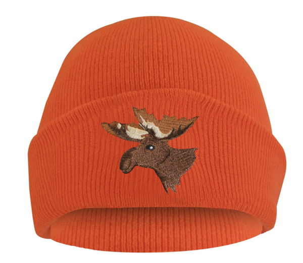 Jackfield Fluorescent Orange Knitted Toque with Moose